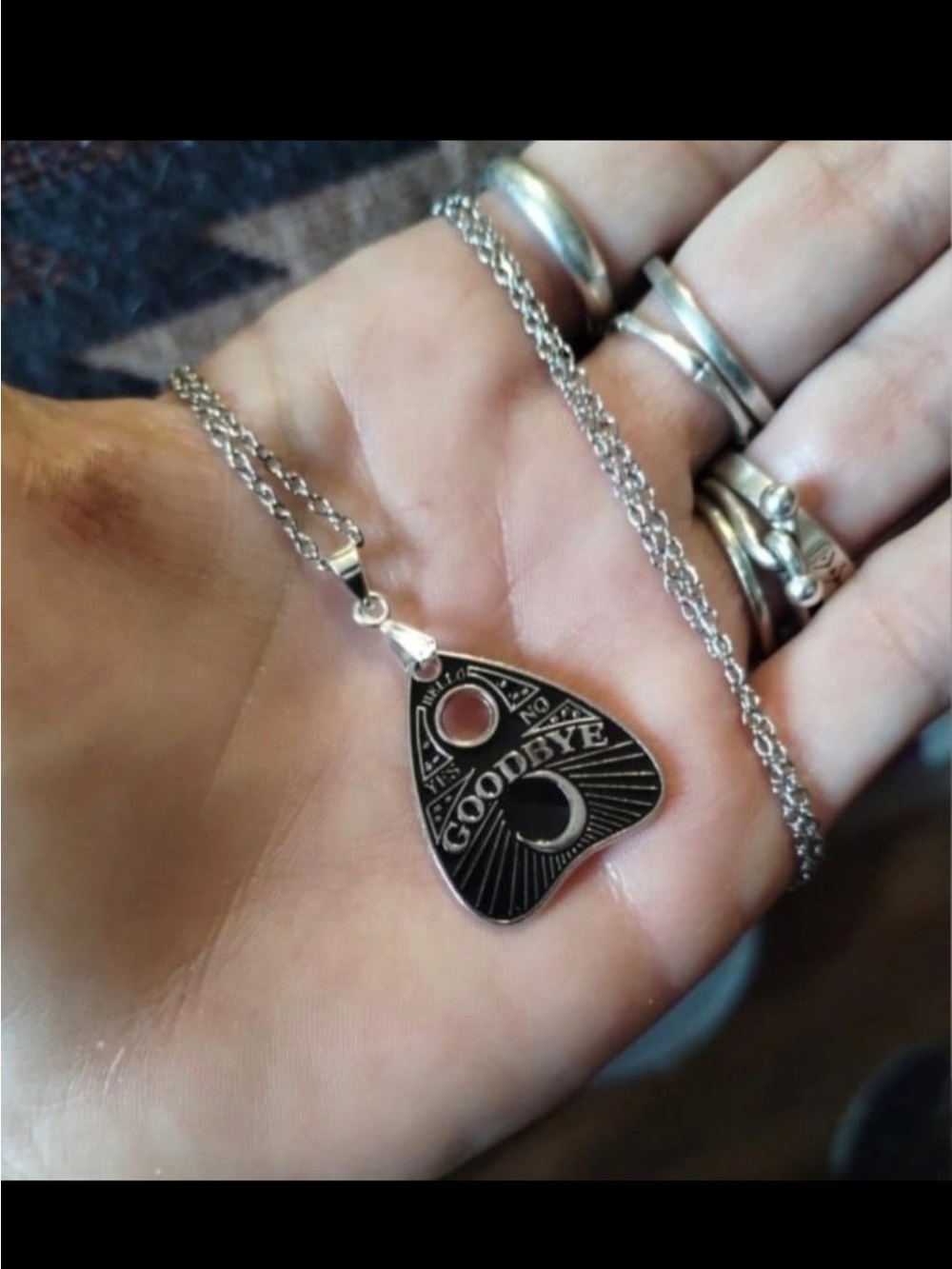 Ouija Planchette Pendant Necklace - Black